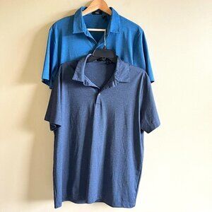 LOT OF 2X THEORY BLUE POLO SHIRT TOP SHORT SLEEVE MENS SIZE‎ XL GOLF ATHLETIC